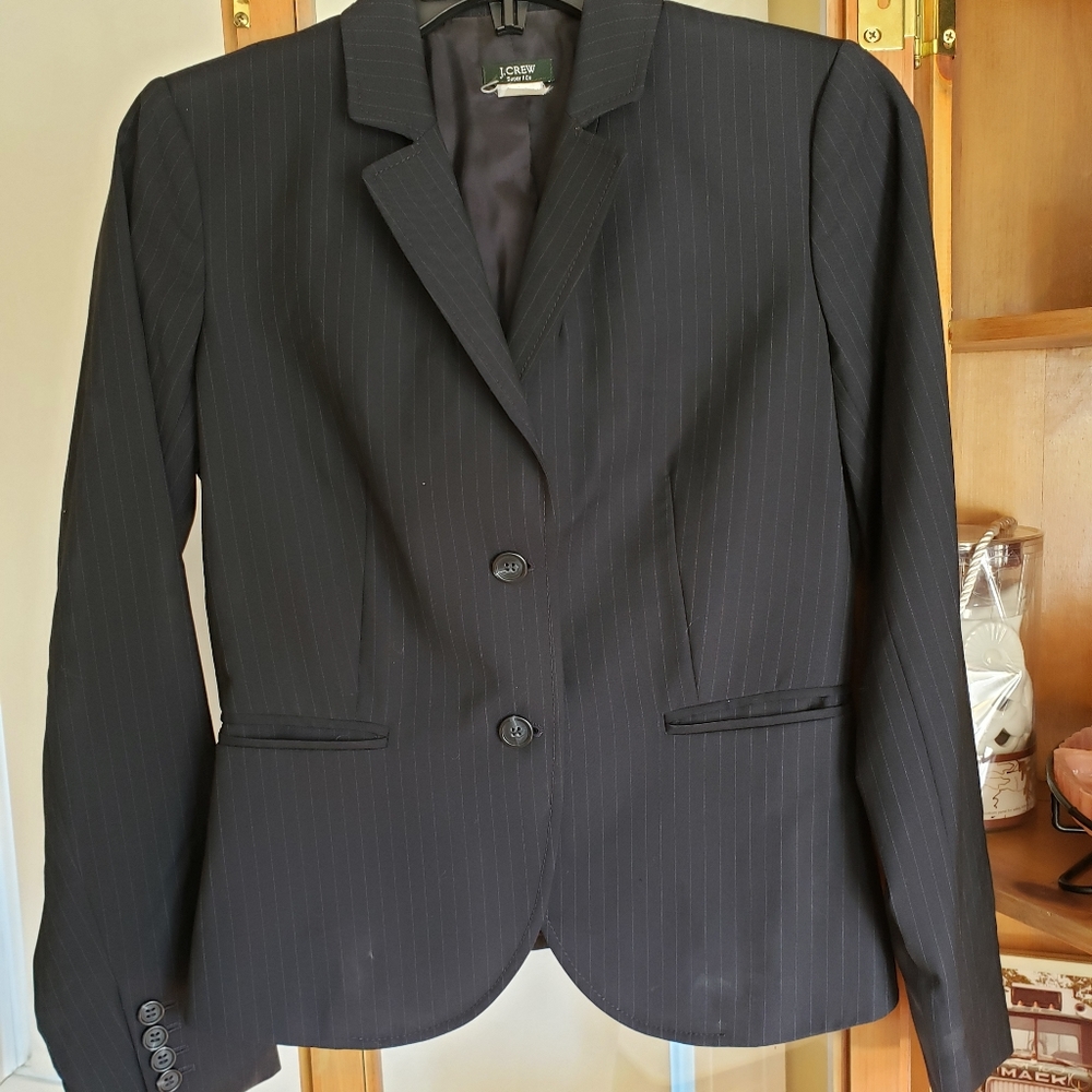 J. Crew black pinstripe blazer wool 4